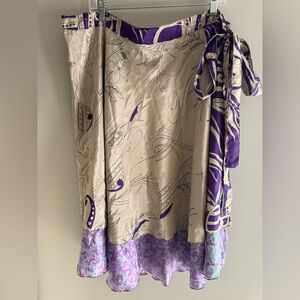 Urban Nomad Women’s Floral Paisley MIDI Wrap Skirt 100% Silk Boho Hippie Artsy